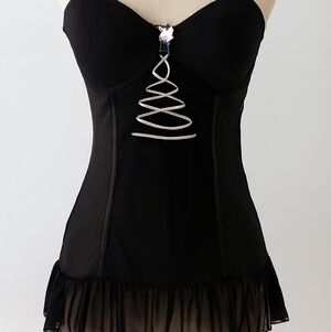 Sophie B Lingerie Size Large Padded Cups Adjustable Straps Black Pink Sheer